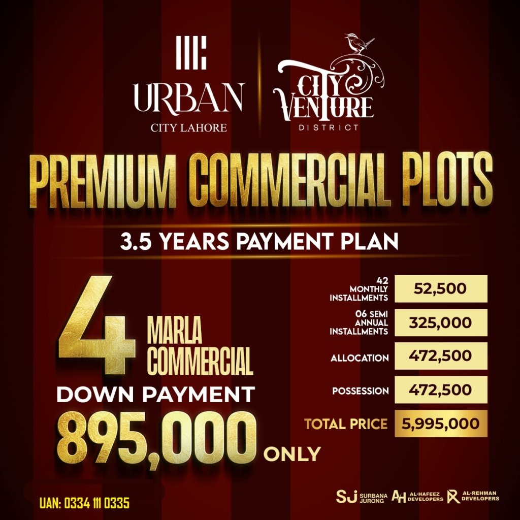 City Venture Block Main GT road Commercial Payment Plan